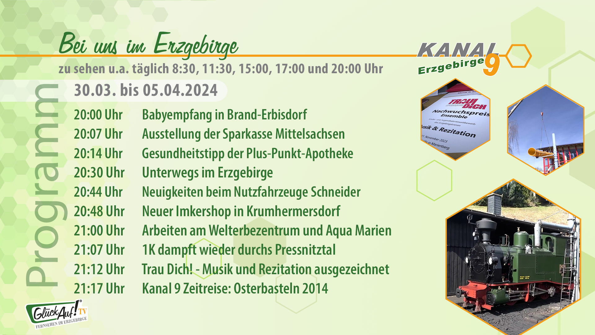 Bei uns im Erzgebirge für die Woche vom 30.03. bis 05.04.2024 Bei uns im Erzgebirge für die Woche vom 30.03. bis 05.04.2024