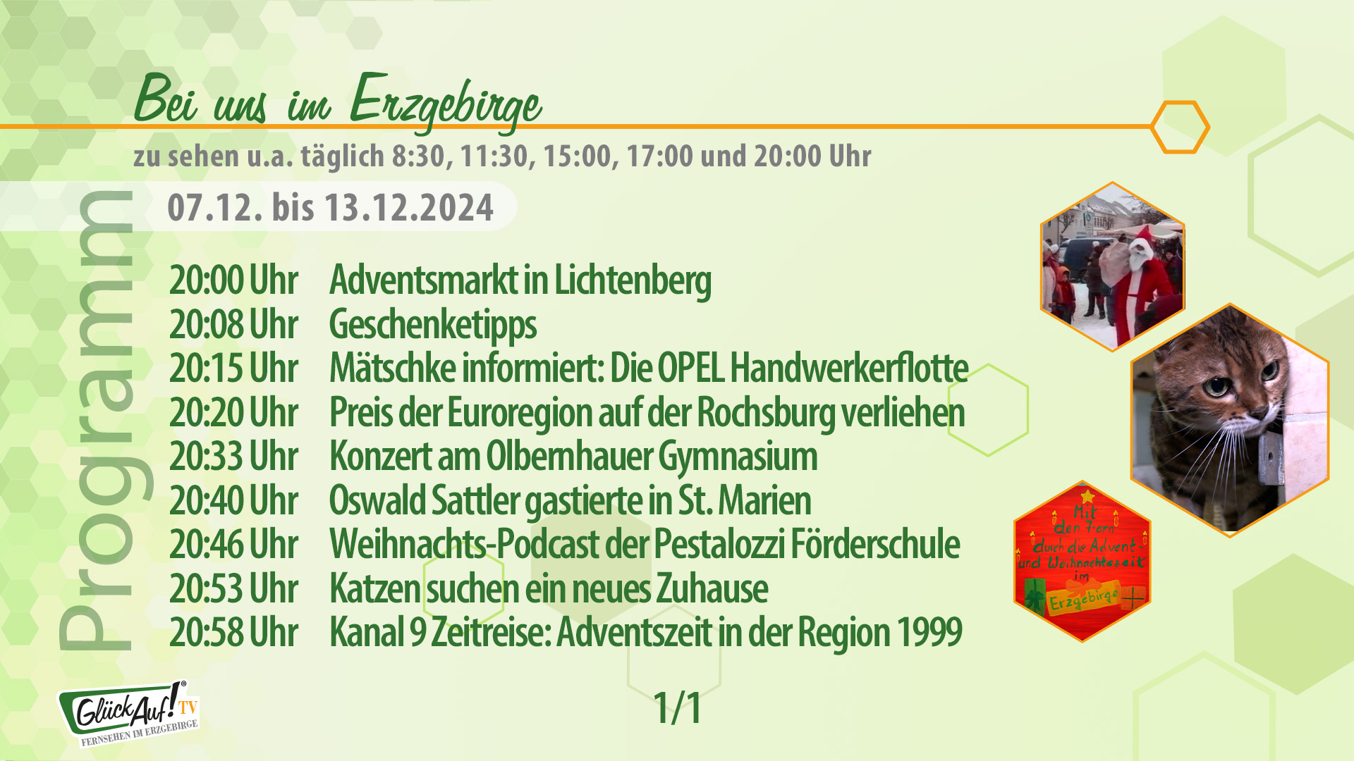 Bei uns im Erzgebirge für die Woche vom 07.12. bis 13.12.2024 Bei uns im Erzgebirge für die Woche vom 07.12. bis 13.12.2024